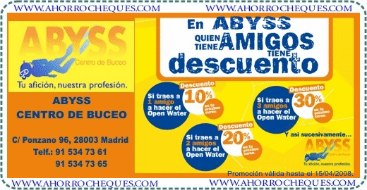Cup&oacute;n descuento Abyss Centro Buceo Descuento