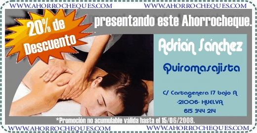 Cup&oacute;n Descuento 20% Quiromasaje