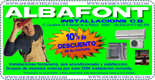 Cup&oacute;n Descuento Valencia Fontaner&iacute;a Albafont Aire Acondicionado. 