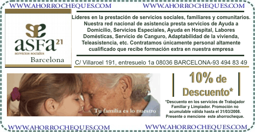 Cupon descuento Barcelona Asistencia Domicilio Servicios Sociales Asfa21