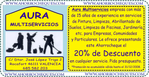 Cup&oacute;n Descuento Valencia Multiservicios Aura 