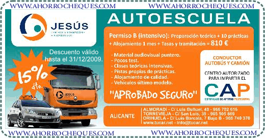 Cup&oacute;n descuento Alicante Autoescuelas Jesus. Tucar.net