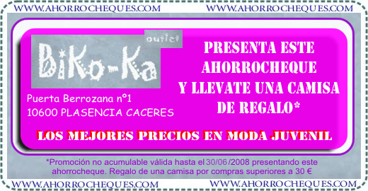 Cheque regalo Biko-ka outlet Plasencia