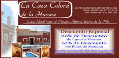 Cupon descuento Turismo Rural Murcia La Casa Color&aacute;