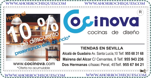 Cheque Descuento 10% Tiendas Cocinova