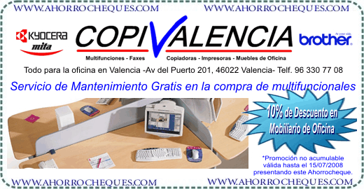 Cup&oacute;n Descuento Tiendas Valencia muebles oficina impresoras Copivalencia Ahorrocheques.com