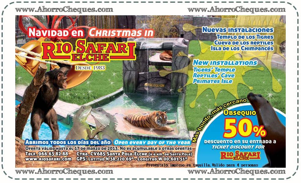 Descuento 3 euros en tu entrada a Rio Safari Elche