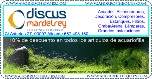 Cup&oacute;n Descuento Acuarios Alicante Discus Mar de Rey