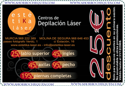 Cup&oacute;n Descuento Est&eacute;tica L&aacute;ser Murcia Estetika Laser