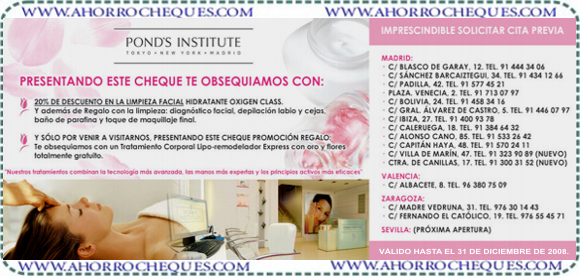 Cup&oacute;n descuento Institutos Pond&acute;s 