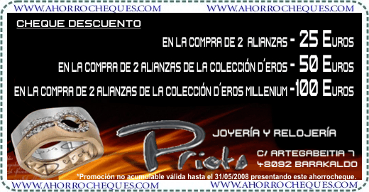 Joyer&iacute;a Prieto Cheque Descuento