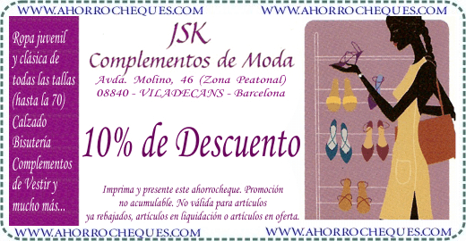 Cup&oacute;n Descuento Tiendas Barcelona Moda complementos JSK
