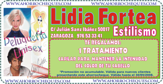 Cheque Descuento Zaragoza Belleza Estetica Peluquer&iacute;a Lidia Fortea Estilismo