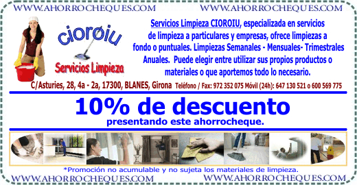 Cup&oacute;n Descuento Servicios de Limpieza Girona Cioroiu Blanes Gerona