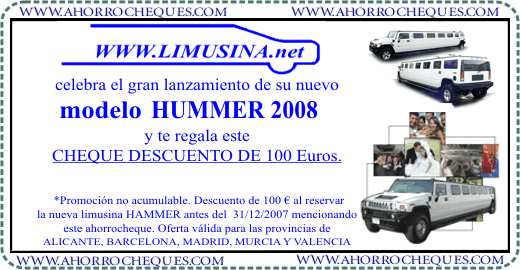 Cup&oacute;n Descuento Limusinas Alicante, Barcelona, Madrid, Murcia Valencia Limusina.net limusina Hummer 
