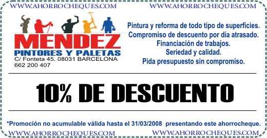 Cup&oacute;n descuento pintores Barcelona Mendez