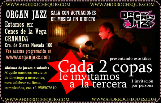 Flyer Descuento Granada Sala Conciertos Organ Jazz