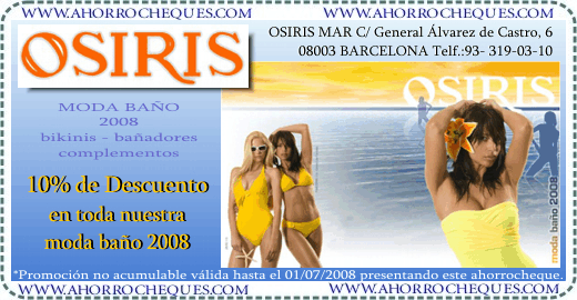 Cup&oacute;n Descuento Moda Ba&ntilde;o Barcelona Osiris Mar Ba&ntilde;adores
