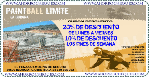 Cup&oacute;n Descuento Paintball Limite Murcia