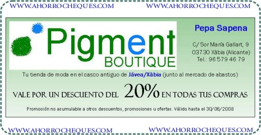 20% descuento Tienda Moda Pigment Boutique