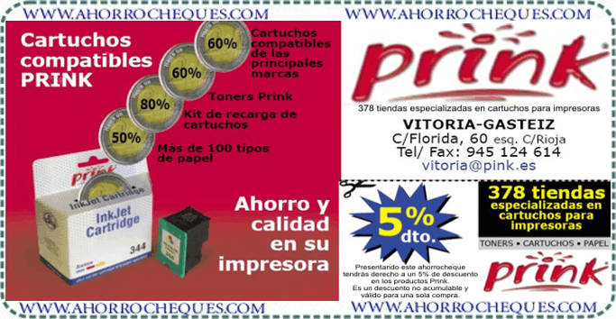 Cup&oacute;n Descuento Prink Vitor&iacute;a-Gasteiz Cartuchos compatibles toners