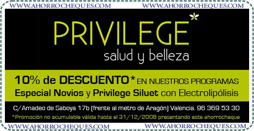 Privilege Spa Valencia Belleza y Salud Cup&oacute;n Descuento Progamas