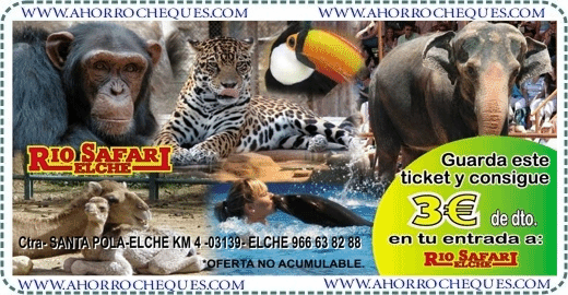 Descuento 3 euros en tu entrada a Rio Safari Elche