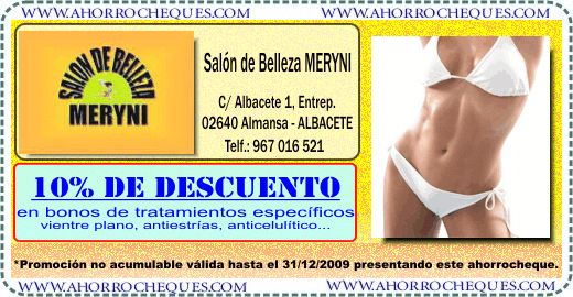 Cup&oacute;n Descuento Sal&oacute;n de Belleza Meryni Almansa tratamientos