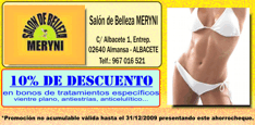 Cup&oacute;n Descuento Sal&oacute;n de Belleza Meryni Almansa tratamientos
