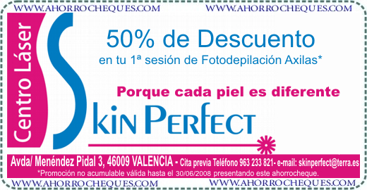 Cup&oacute;n Descuento Valencia belleza estetica fotodepilaci&oacute;n Skin Perfect