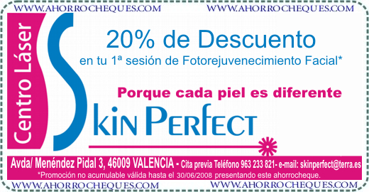 Cup&oacute;n Descuento Fotorejuvenecimiento Valencia belleza est&eacute;tica Skin Perfect Centro l&aacute;ser