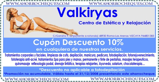 Cup&oacute;n Descuento Belleza Estetica Valkiryas