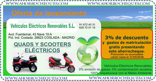 Cup&oacute;n Descuento scooters y quads el&eacute;ctricos V.E.R.